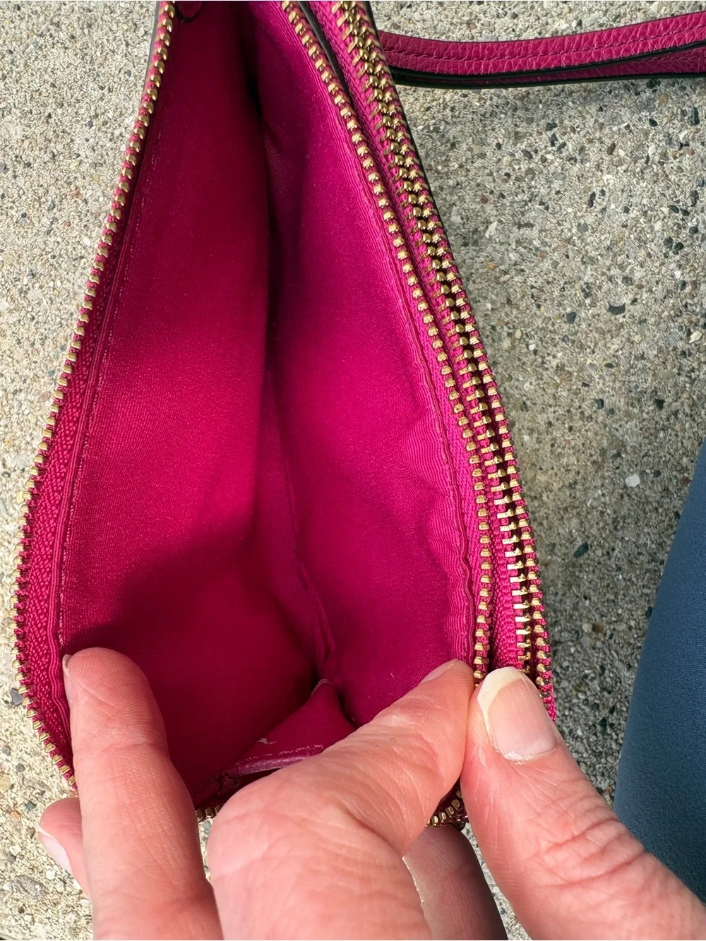 Coach Pebbled Leather Wristlet in Magenta